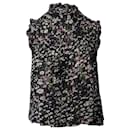 Ganni Pleated Sleeveless Blouse in Floral Print Viscose
