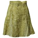Emilia Wickstead Snakeskin Print Midi Flared Skirt in Yellow Print Linen - Autre Marque