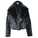 Diane Von Furstenberg Faux Fur Cropped Jacket in Black Acrylic