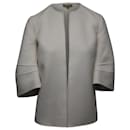Michael Kors Collection Asymmetrical Angel Sleeves Jacket in White Wool