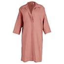 Max Mara Quarter-Sleeve Shirt Dress in Peach Linen