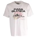 Casablanca Racing Shell Print Crew Neck T-shirt in White Cotton  - Autre Marque