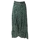 Ganni Capella Mesh Floral Print Wrap Skirt in Green Polyamide