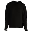 Theory Raw Hem Hooded Sweater in Black Wool