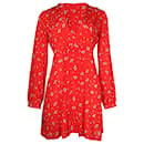 Rixo Long Sleeve Mini Dress in Red Silk - Autre Marque
