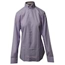 Camisa de manga larga con botones a rayas en algodón morado de Tom Ford