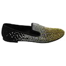 Giuseppe Zanotti Crystal Embellishments Loafers in Black Leather