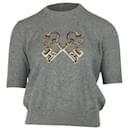 Dolce & Gabbana Key Besticktes Pullover-Hemd aus grauem Kaschmir