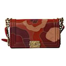 Chanel Limited Edition Patchwork Camelia Boy Bag in Multicolor Lambskin Leather 
