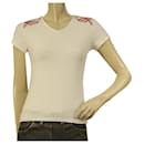 Top t-shirt aderente con spalle bianche e rosa a quadri Burberry 14 anni ragazza o donne XS