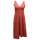 Vestido Midi Theory Slip com decote em V em linho laranja vermelho