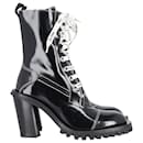 Acne Studios Laced-Up Combat Boots in Black Patent Leather