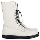 The Row Patty Lace-Up Combat Boots in White Leather - The row