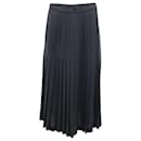 Escada Pleated Midi Skirt in Black Wool