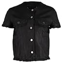 Mulberry Ruffled Short-Sleeve Shirt in Black Leather