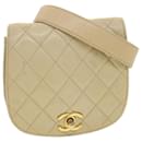 CHANEL Shoulder Bag Lamb Skin Beige CC Auth ar9074 - Chanel