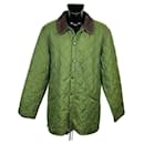 LIDDESDALE D-1908 Giacca trapuntata verde Collo in velluto a coste marrone - Barbour