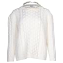Simone Rocha Knitted Sweater with Pearl Necklace in Ivory Wool 