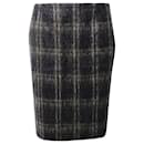 Max Mara Plaid Knee-Length Skirt in Grey Mohair