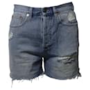Gucci Cat Embroidered Distressed Denim Shorts in Blue Cotton 