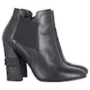 Casadei Block Heel Ankle Boots in Black Leather 