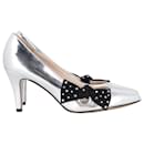 Marc Jacobs Bow Embellished Pumps in Metallic Silver Leather 