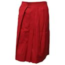Marni Pleated Skirt in Red Cotton