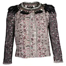 Isabel Marant Feather Embellished Printed Jacket in Multicolor Cotton 