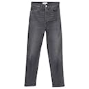 RE/Done 70s Faded High-Rise Straight Leg Jeans in Grey Cotton - Re/Done