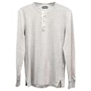 Tom Ford Buttoned-Up Long Sleeve T-Shirt in Grey Cotton