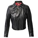 Miu Miu Studded Cropped Biker Jacket in Black Leather