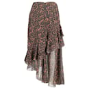 Erdem Antoinette Asymmetric Midi Skirt in Animal Print Polyester 