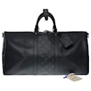 Keepall travel bag 50 taïgarama in black leather and canvas-101147 - Louis Vuitton