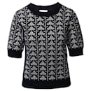 See by Chloe Pattern Intarsia Short-Sleeve Sweater in Navy Blue Wool - Chloé