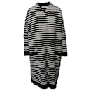 Maje Knitted Long Coat in Black and White Acrylic 