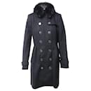 Burberry Trench coat con collo tosato in lana nera