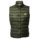 Moncler Liane Quilted Vest in Olive Green Polyamide 