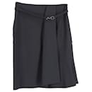 Max Mara A-line Wrap Skirt Style with Side Pleat in Black Wool