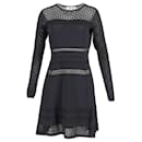 Diane Von Furstenberg Lace Pattern Mini Dress in Black Rayon