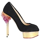 Charlotte Olympia Cosmic Dolly Platform Pumps in Black Suede