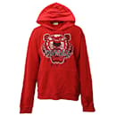 Kenzo Embroidered Tiger Hoodie in Red Cotton