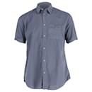 Maison Margiela Short Sleeved Shirt with Studded Pockets in Navy Blue Cotton - Maison Martin Margiela
