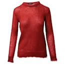 Suéter texturizado con cuello redondo de Gucci en Mohair rojo