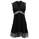 Sandro Sleeveless V-Neck Lace Mini Dress in Black Polyester