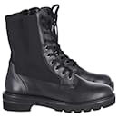 Stuart Weitzman Ande Lift Combat Boots in Black Leather