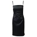 Dolce & Gabbana Spaghetti Strap Midi Dress in Black Polyamide
