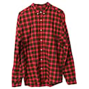 Ami Paris Check Plaid Button Down Shirt in Red Cotton  - Autre Marque