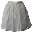 Miu Miu Mini-jupe évasée en dentelle de coton blanche