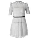 Self-Portrait Ruched Pleated Polka-Dot Mini Dress in White Polyester Tulle  - Self portrait