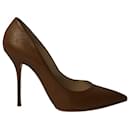 Casadei Two-Tone Stiletto Pumps in Gold and Brown Leather